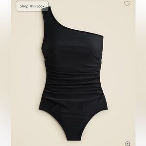 J. Crew black 14 Sleek ruched one-shoulder one-piece swimsuit BC108